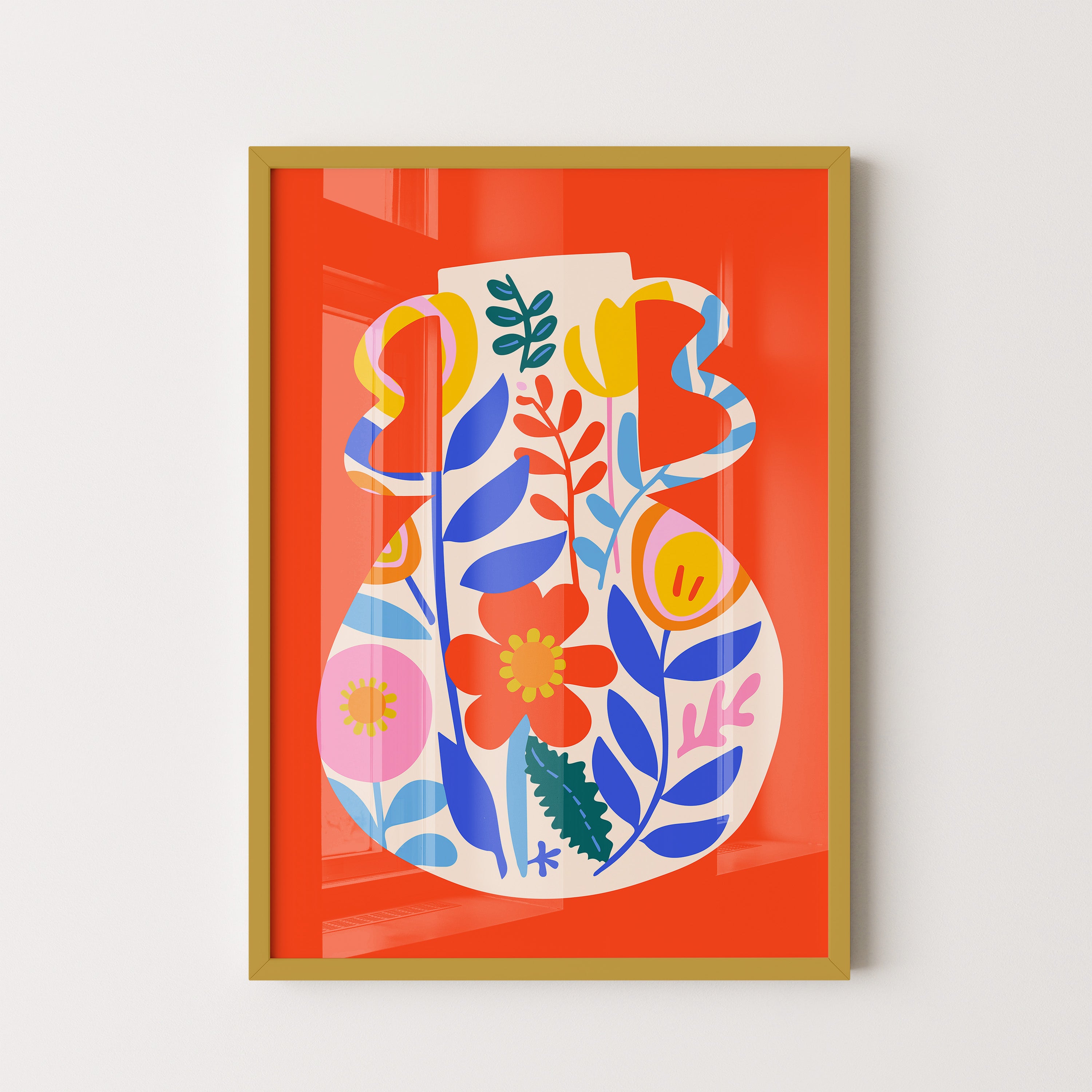 Colorful Floral Vase – Modern Folk Art