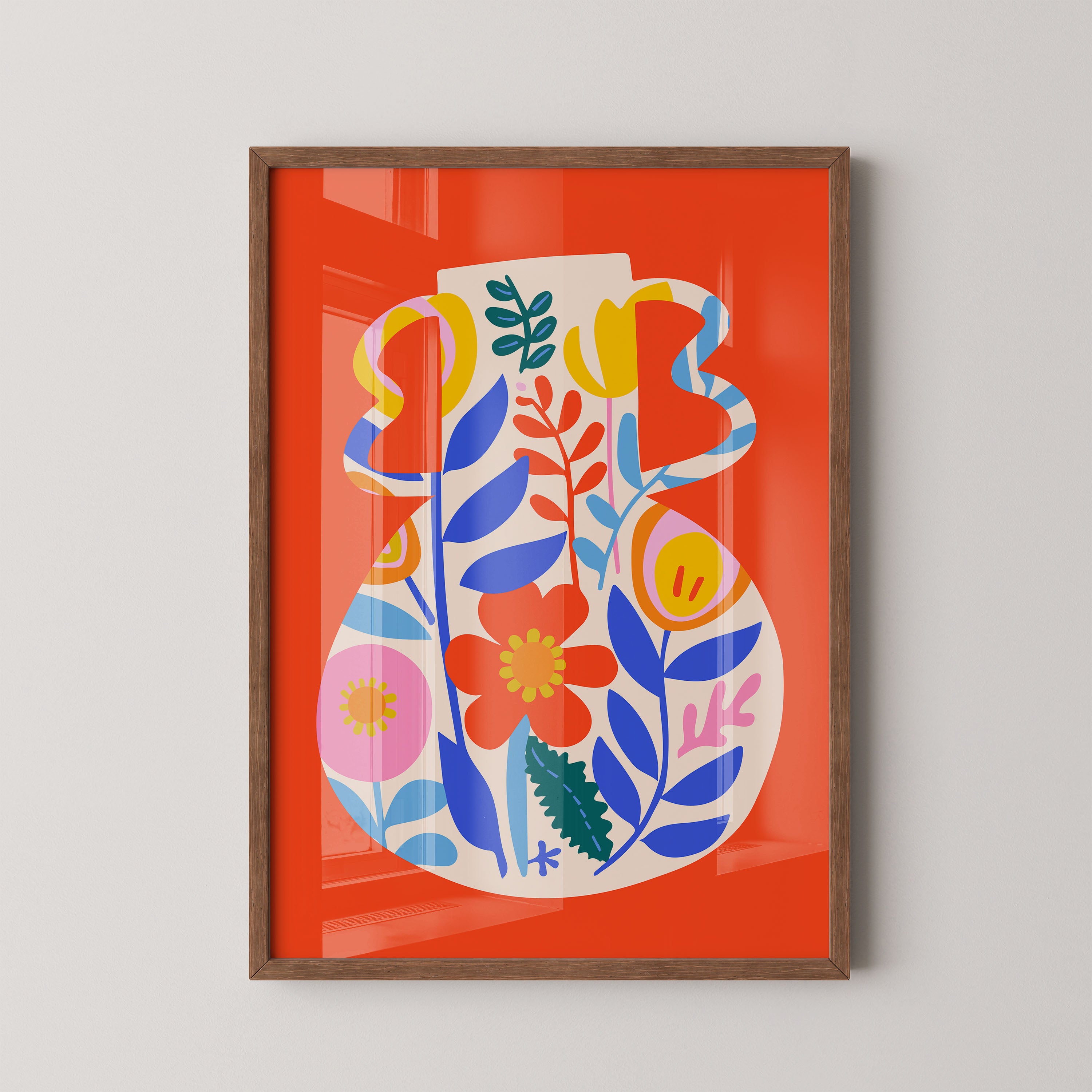 Colorful Floral Vase – Modern Folk Art