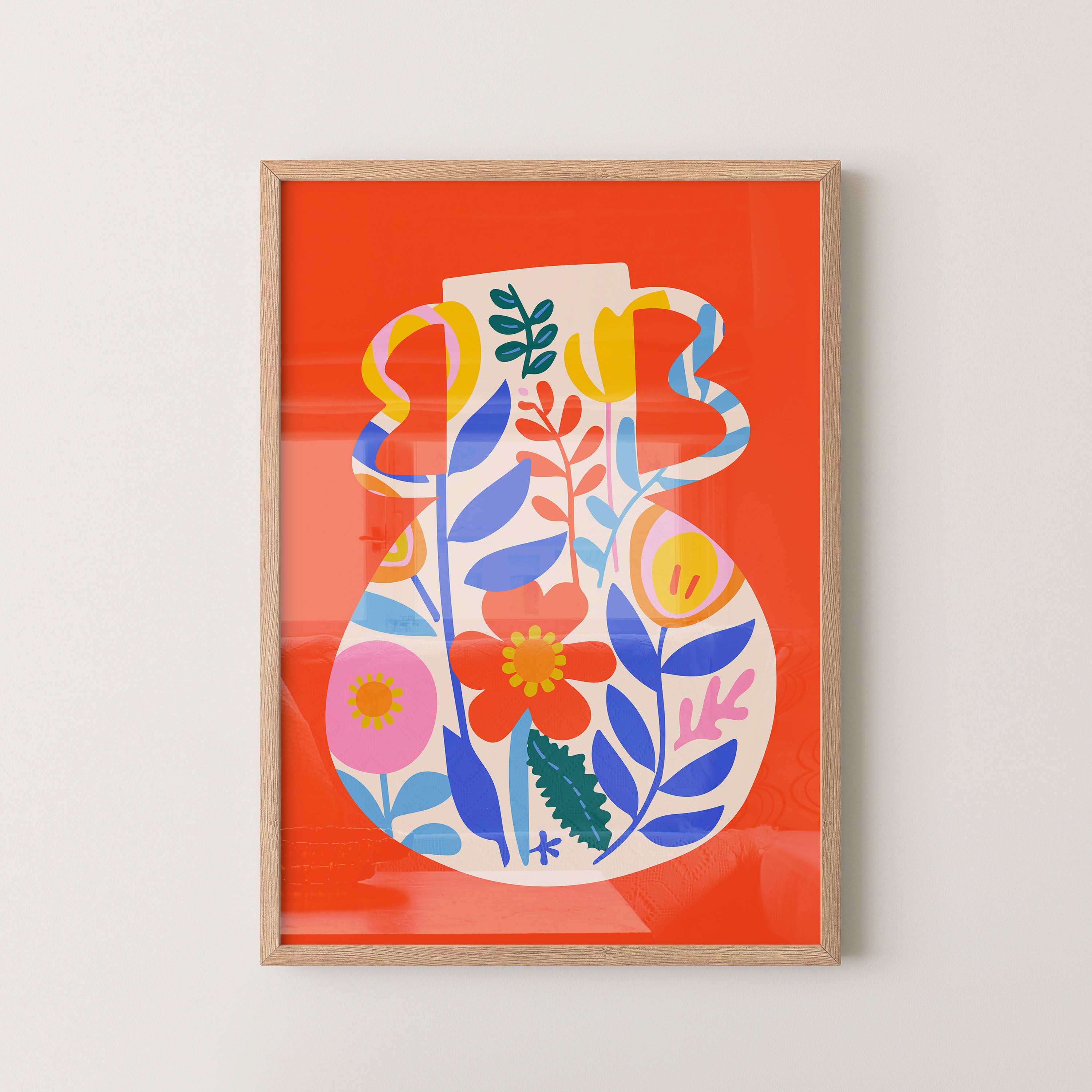 Colorful Floral Vase – Modern Folk Art