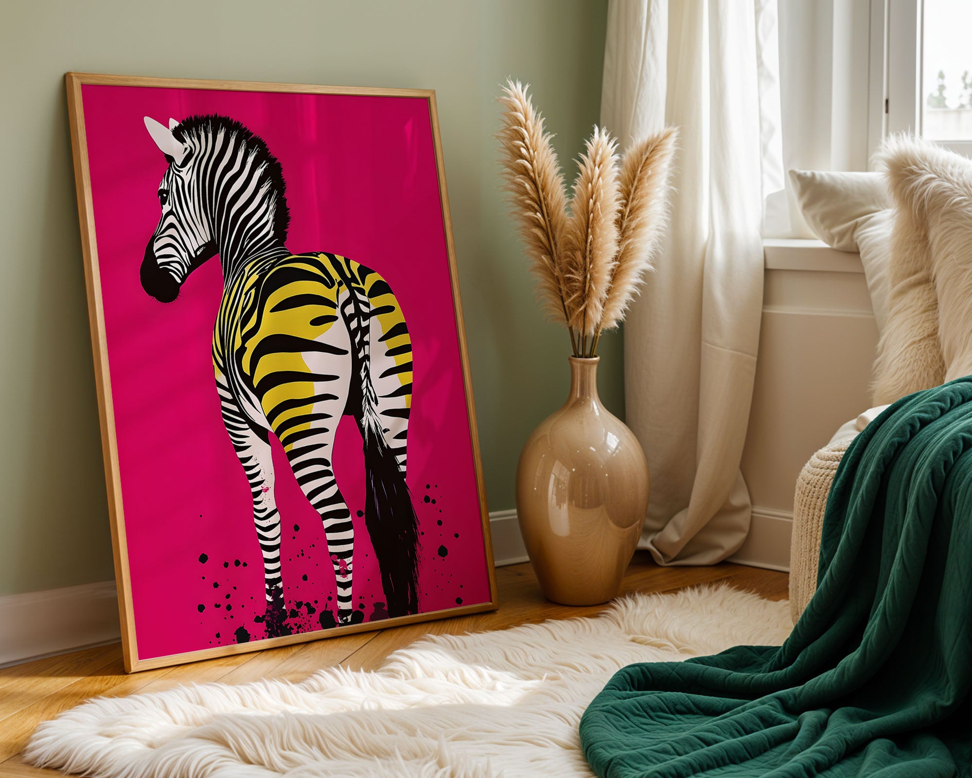 Zebra In Neon Pink – Pop Art Contrast
