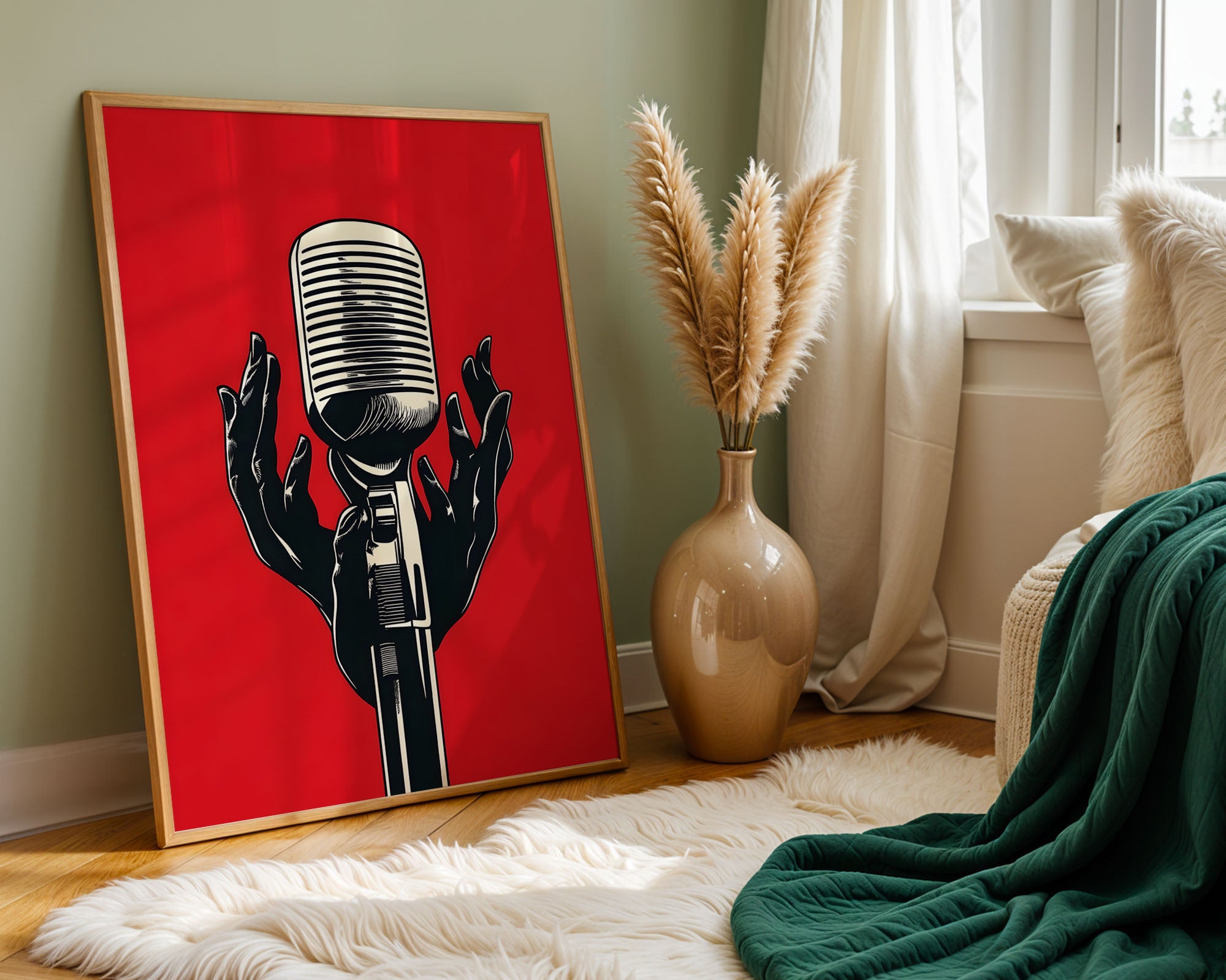 Vintage Microphone Moment – Bold Graphic Art