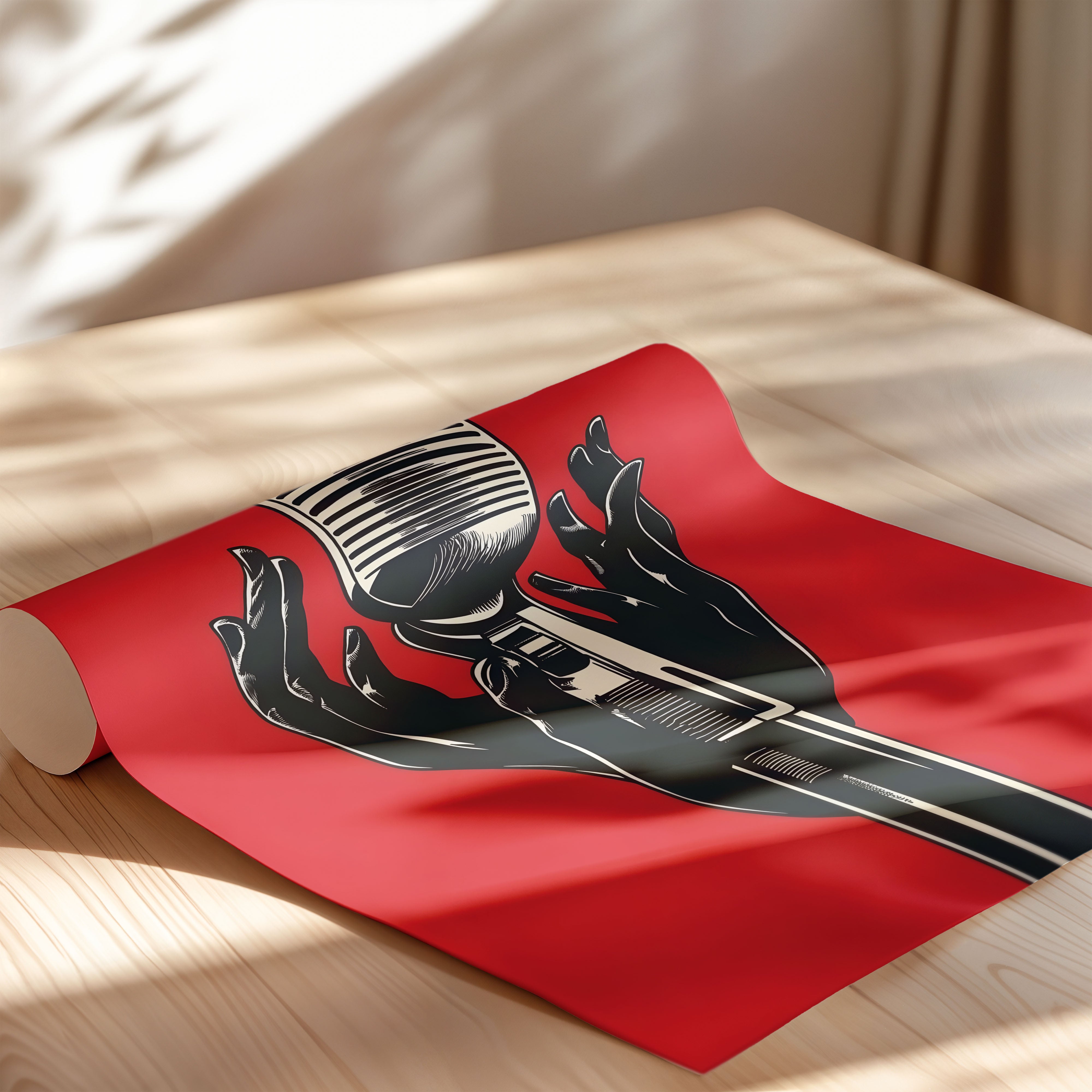Vintage Microphone Moment – Bold Graphic Art