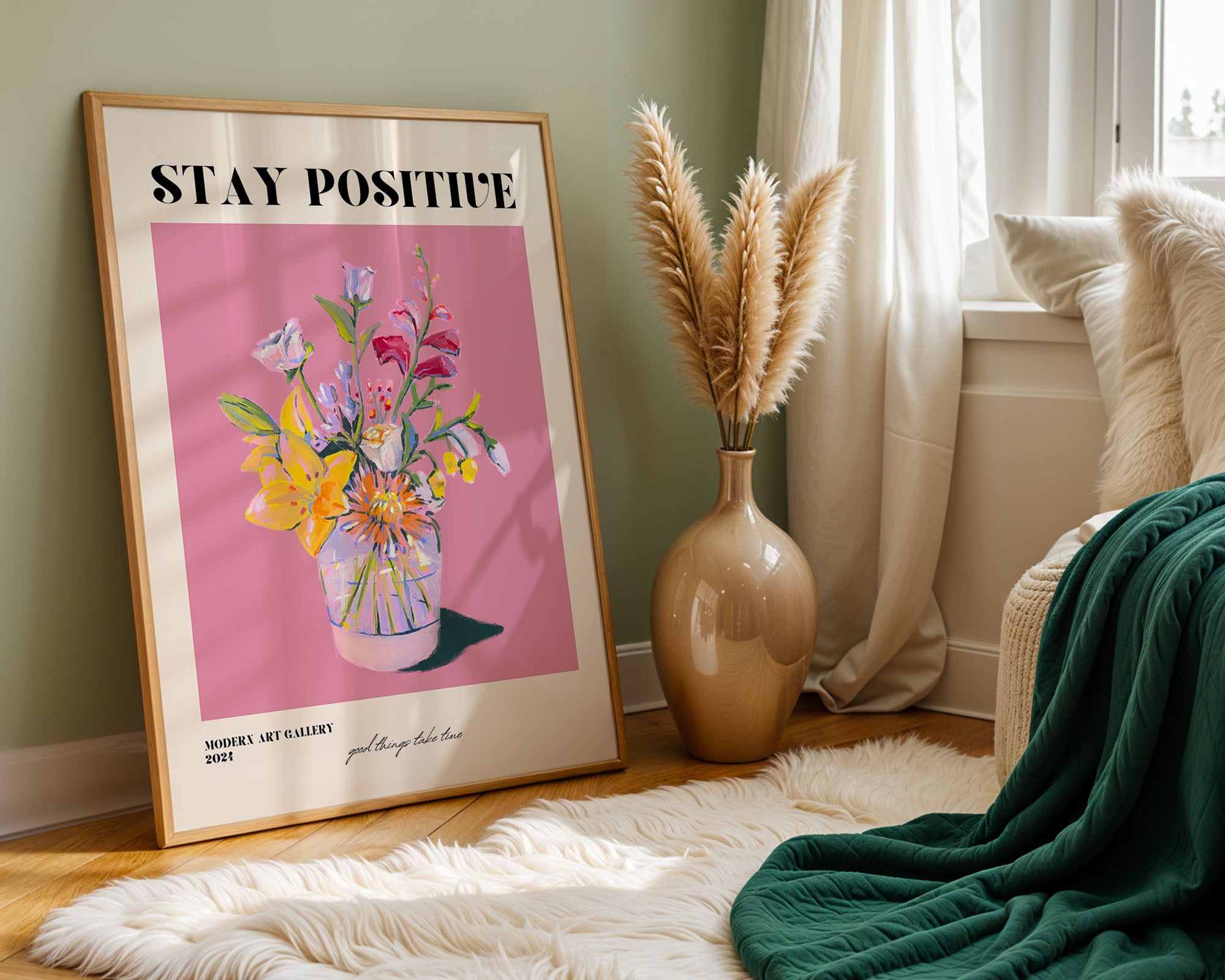 Stay positive – floral art print
