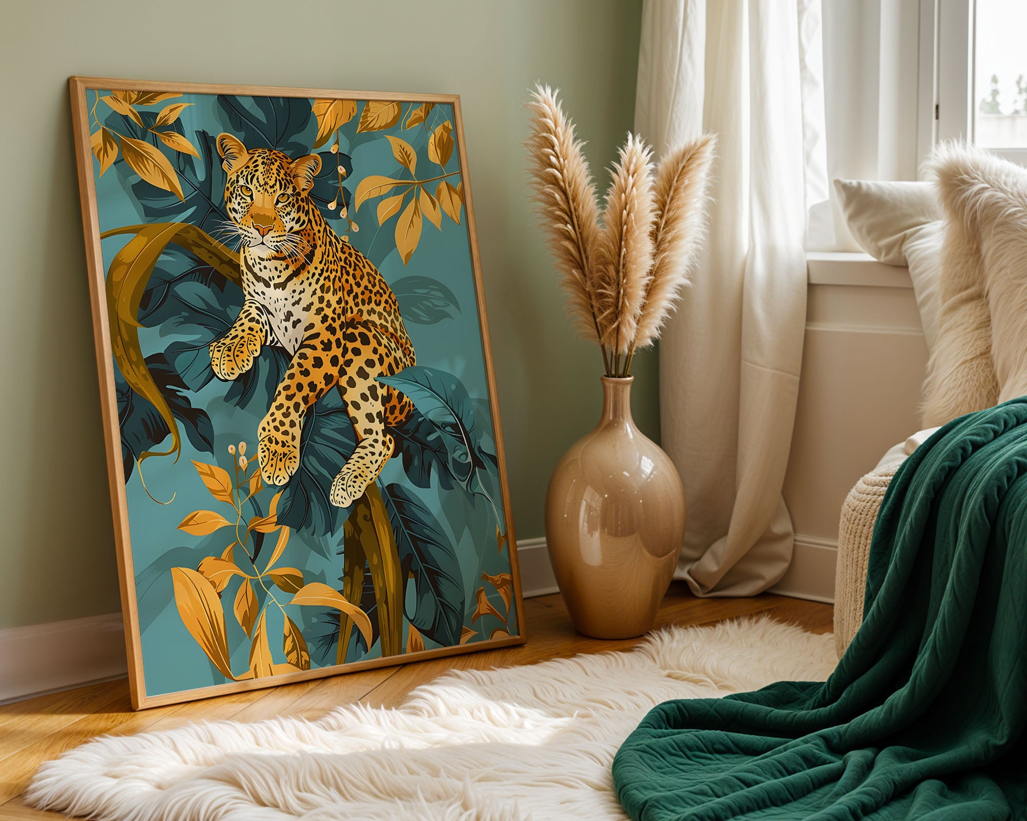 Jungle leopard – botanical art