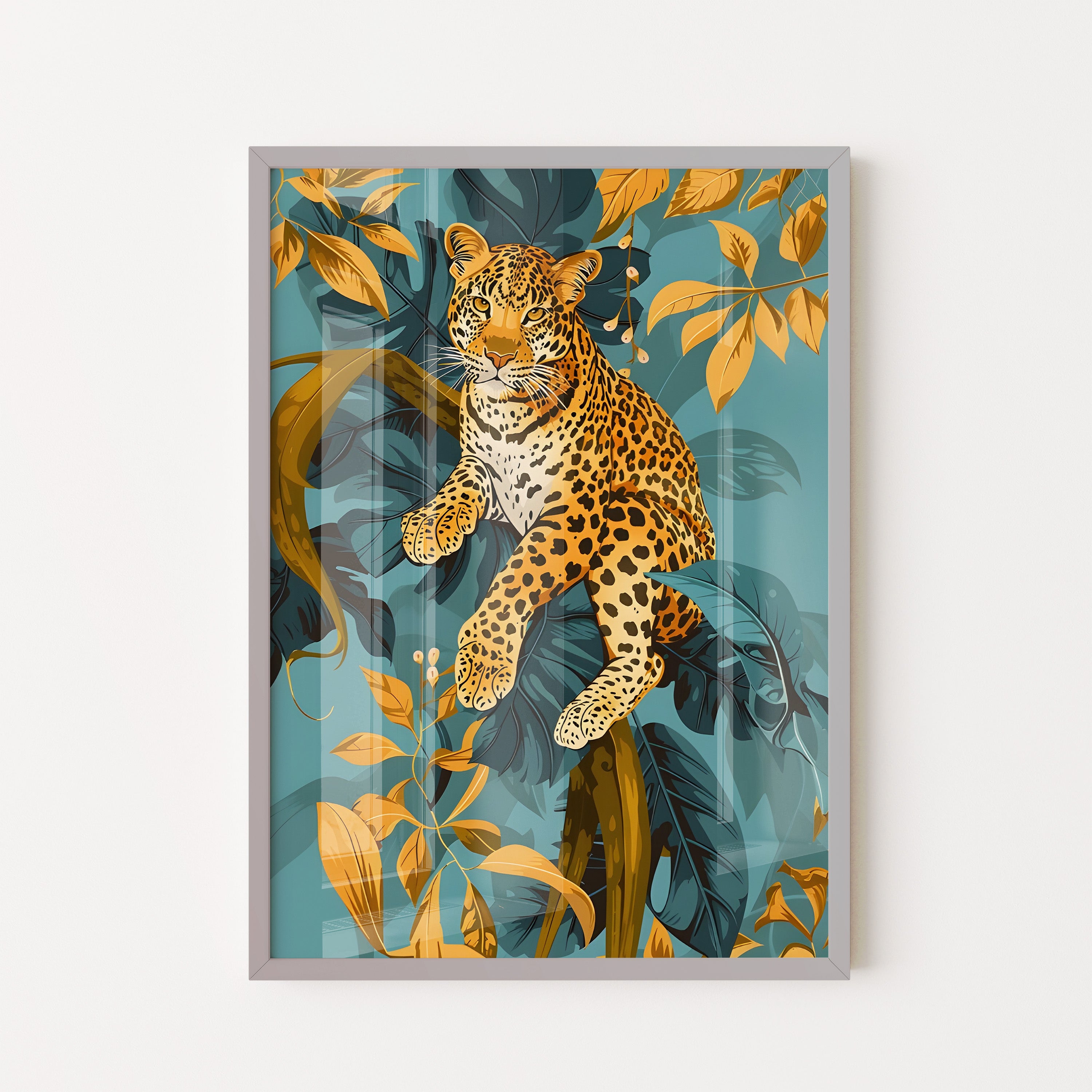 Jungle leopard – botanical art