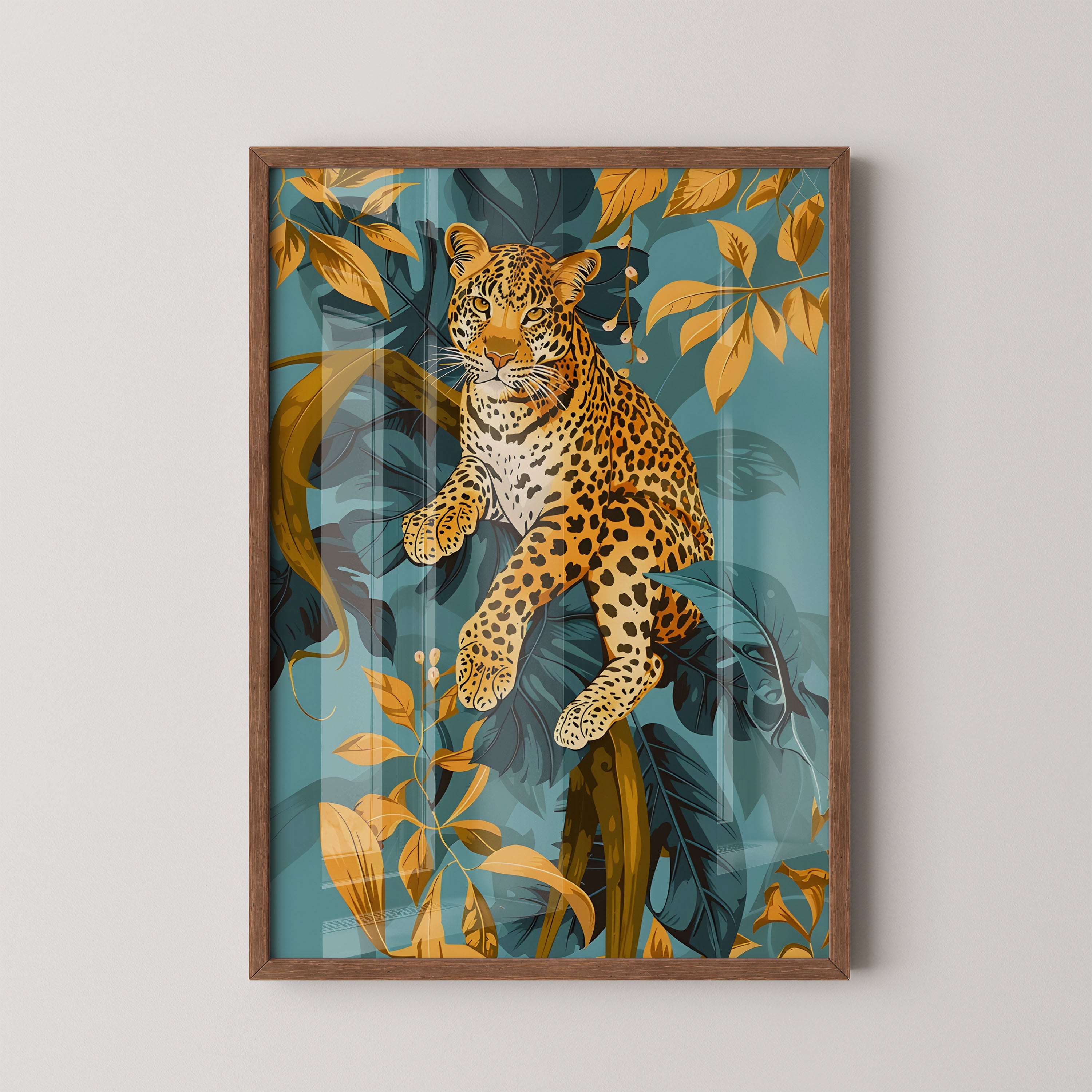 Jungle leopard – botanical art