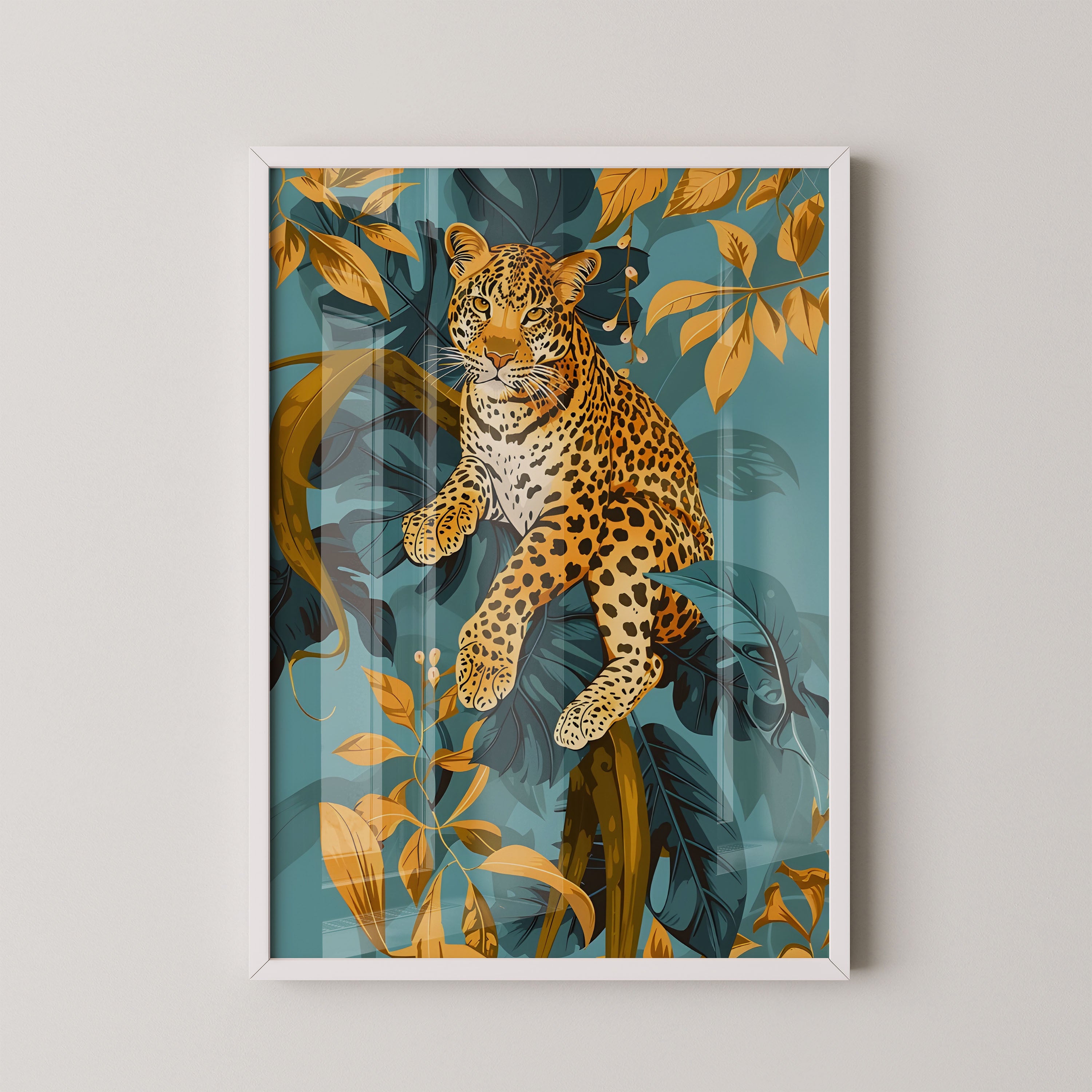 Jungle leopard – botanical art