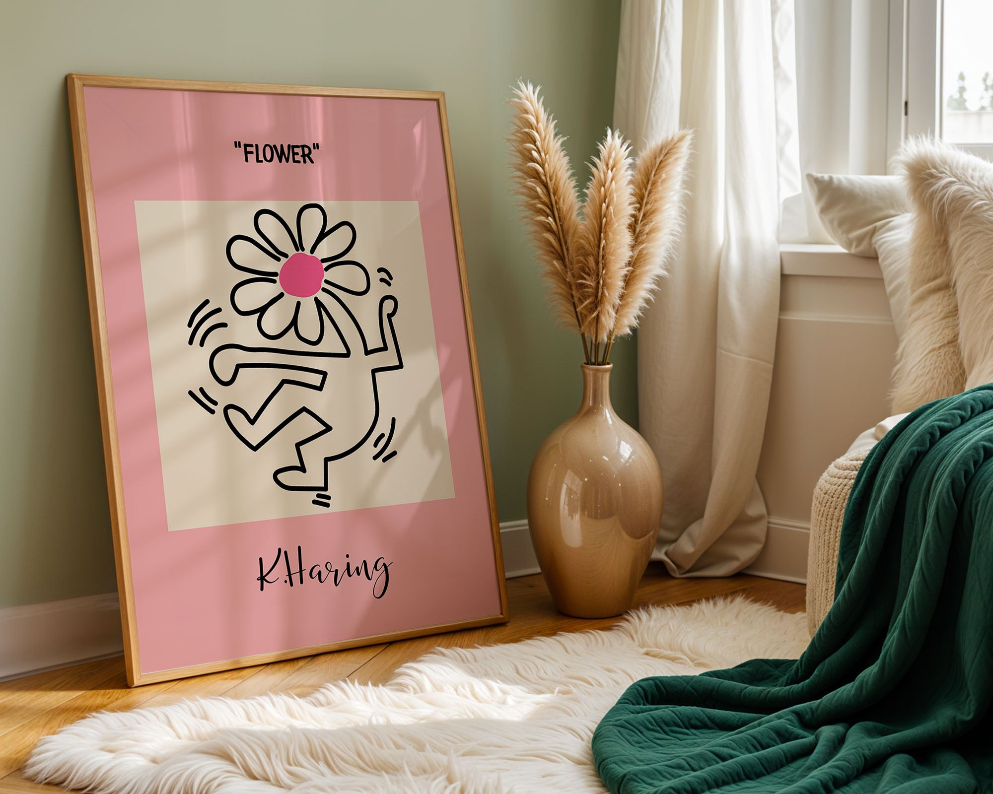 Dancing Flower Figure – Pink Art Poster